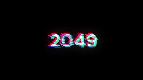 3D rendering 2049 text with screen effects of technological glitches Foto stock