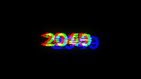 3D rendering 2049 text with screen effects of technological glitches 스톡 사진