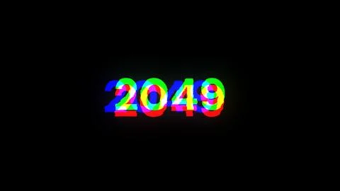 3D rendering 2049 text with screen effects of technological glitches Stock Photos