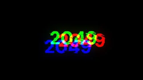 3D rendering 2049 text with screen effects of technological glitches Stock Photos