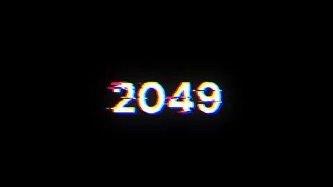 3D rendering 2049 text with screen effects of technological glitches 스톡 사진