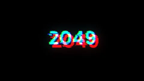 3D rendering 2049 text with screen effects of technological glitches Stock Photos