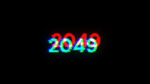 3D rendering 2049 text with screen effects of technological glitches Stock-Fotos