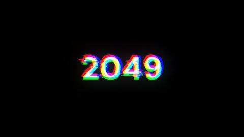 3D rendering 2049 text with screen effects of technological glitches Foto stock