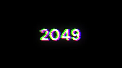 3D rendering 2049 text with screen effects of technological glitches 写真素材
