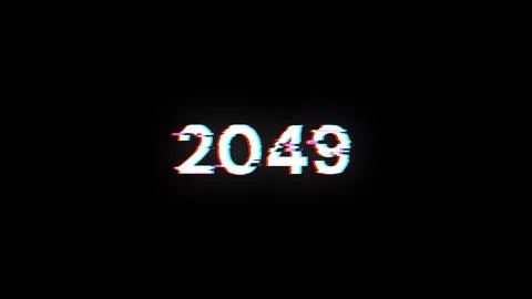 3D rendering 2049 text with screen effects of technological glitches 스톡 사진