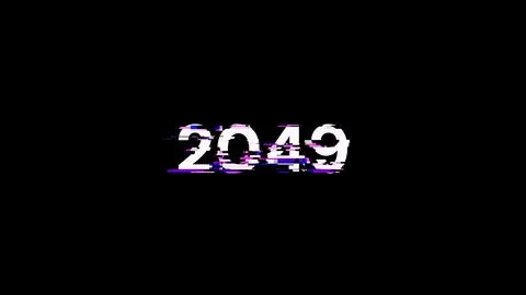 3D rendering 2049 text with screen effects of technological glitches Foto stock
