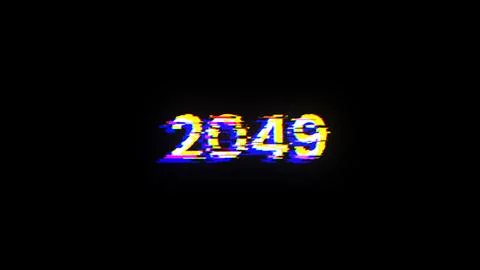 3D rendering 2049 text with screen effects of technological glitches Foto stock