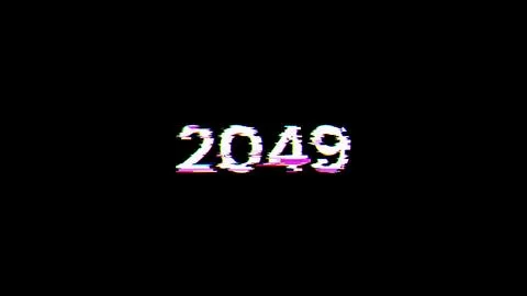 3D rendering 2049 text with screen effects of technological glitches 스톡 사진
