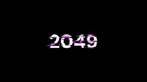 3D rendering 2049 text with screen effects of technological glitches Stock-Fotos