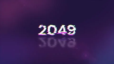3D rendering 2049 text with screen effects of technological glitches Foto stock