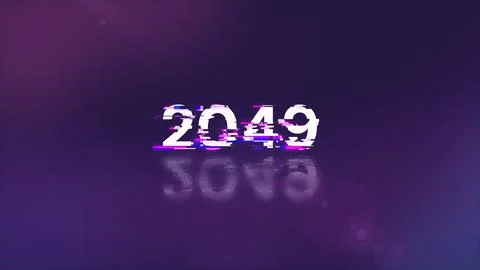 3D rendering 2049 text with screen effects of technological glitches Foto stock