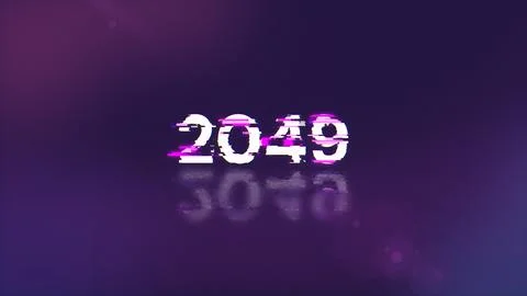 3D rendering 2049 text with screen effects of technological glitches 写真素材
