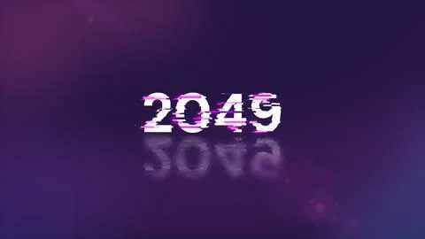 3D rendering 2049 text with screen effects of technological glitches 写真素材