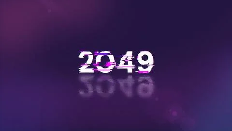 3D rendering 2049 text with screen effects of technological glitches 스톡 사진