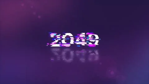 3D rendering 2049 text with screen effects of technological glitches Foto stock
