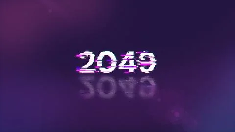 3D rendering 2049 text with screen effects of technological glitches Foto stock