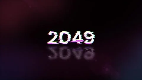 3D rendering 2049 text with screen effects of technological glitches Foto stock