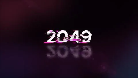 3D rendering 2049 text with screen effects of technological glitches 写真素材