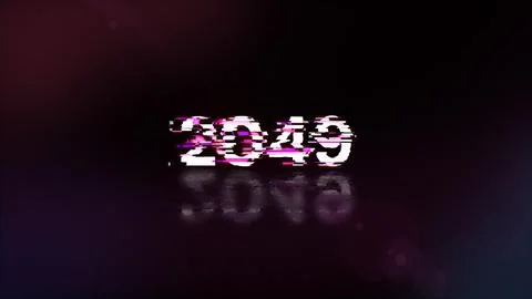 3D rendering 2049 text with screen effects of technological glitches Stock Photos