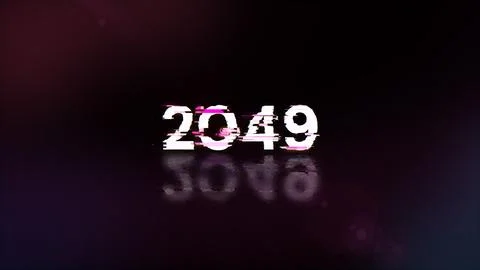 3D rendering 2049 text with screen effects of technological glitches 스톡 사진