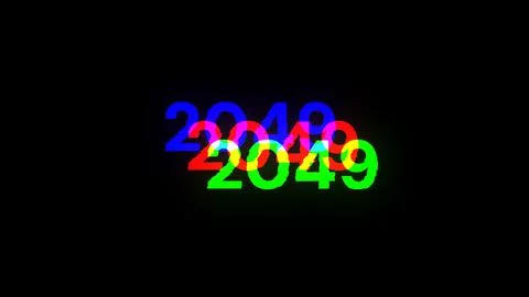 3D rendering 2049 text with screen effects of technological glitches Stock Photos