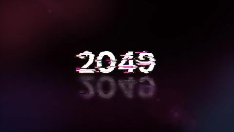 3D rendering 2049 text with screen effects of technological glitches Foto stock