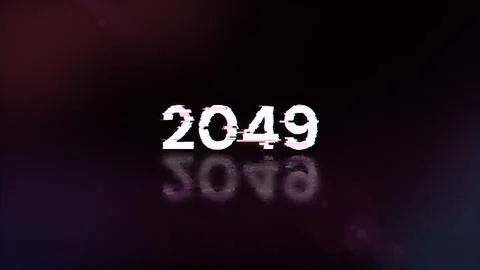 3D rendering 2049 text with screen effects of technological glitches Stock-Fotos