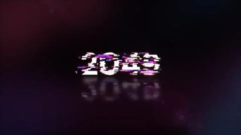 3D rendering 2049 text with screen effects of technological glitches Foto stock