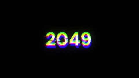3D rendering 2049 text with screen effects of technological glitches Foto stock