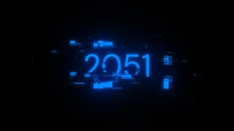 3D rendering 2051 text with screen effects of technological glitches Stock Illustration