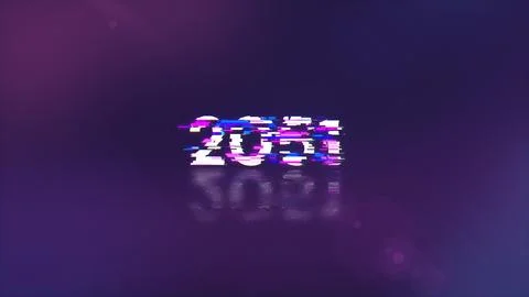 3D rendering 2051 text with screen effects of technological glitches Illustrazione stock
