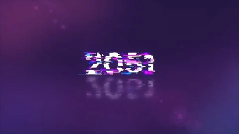 3D rendering 2051 text with screen effects of technological glitches Stock Illustration