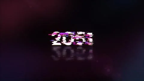 3D rendering 2051 text with screen effects of technological glitches Stock Illustration