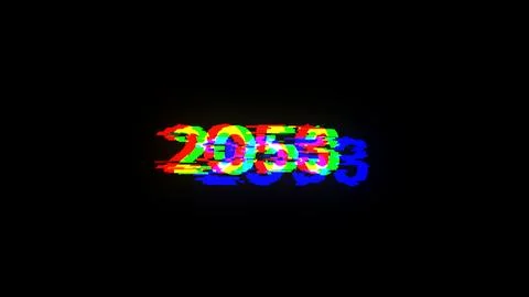3D rendering 2053 text with screen effects of technological glitches Stock-Illustration