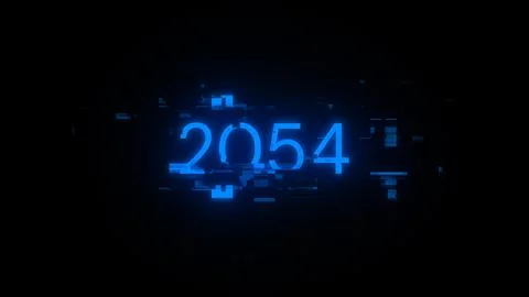 3D rendering 2054 text with screen effects of technological glitches Stock-Illustration