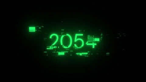 3D rendering 2054 text with screen effects of technological glitches Stock Illustration