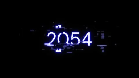 3D rendering 2054 text with screen effects of technological glitches Illustrazione stock