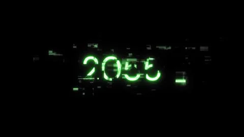 3D rendering 2055 text with screen effects of technological glitches イラスト素材
