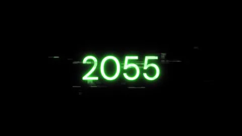 3D rendering 2055 text with screen effects of technological glitches イラスト素材