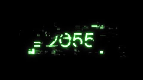 3D rendering 2055 text with screen effects of technological glitches 스톡 일러스트