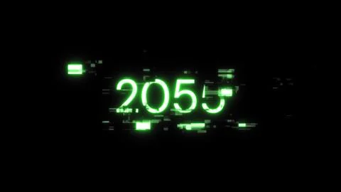 3D rendering 2055 text with screen effects of technological glitches イラスト素材