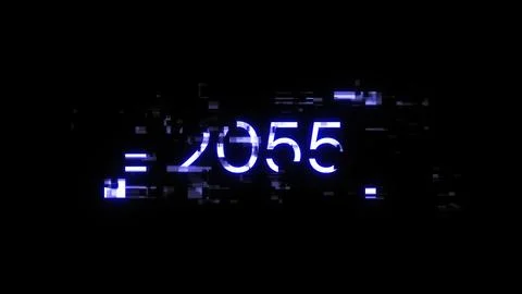 3D rendering 2055 text with screen effects of technological glitches 스톡 일러스트