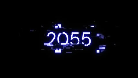 3D rendering 2055 text with screen effects of technological glitches Stockillustratie