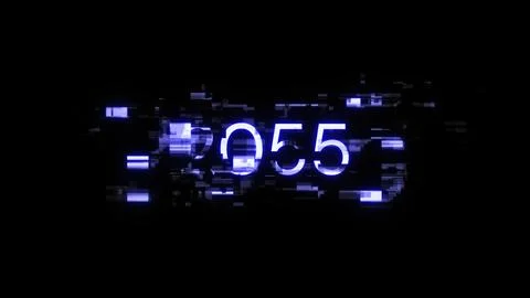 3D rendering 2055 text with screen effects of technological glitches Stock Illustration