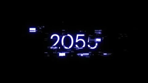 3D rendering 2055 text with screen effects of technological glitches Stockillustratie