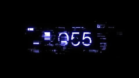 3D rendering 2055 text with screen effects of technological glitches イラスト素材