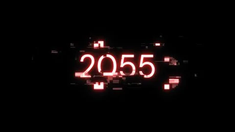 3D rendering 2055 text with screen effects of technological glitches イラスト素材