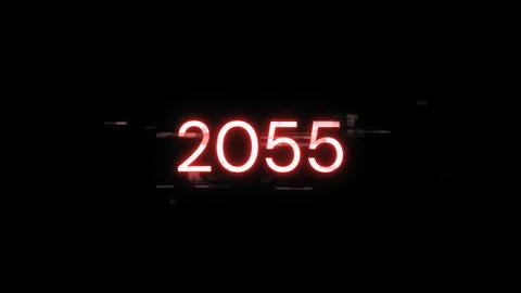3D rendering 2055 text with screen effects of technological glitches イラスト素材