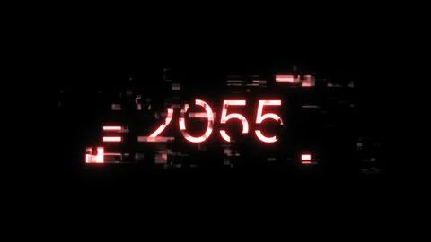 3D rendering 2055 text with screen effects of technological glitches 库存插图